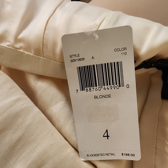 Dana Buchman. Vintage, Cream Silk & Linen Blend pants. Size: 4 - Picture 4 of 11